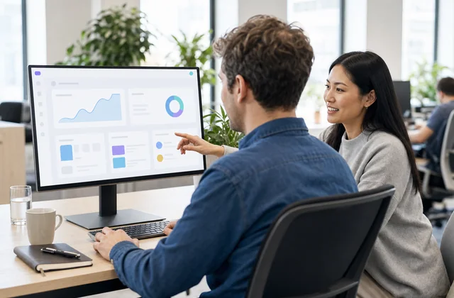Praxisnahe Arbeitsszene für KI-Support-Layer für Web-Software