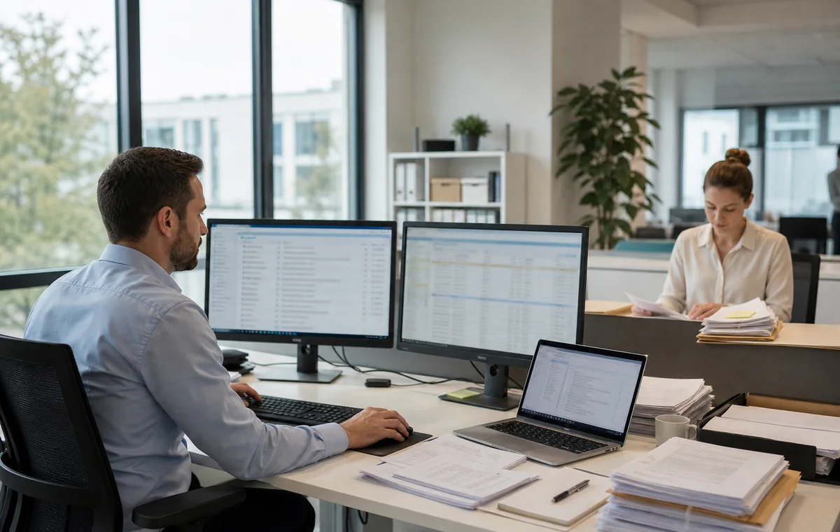 Digitaler Posteingang mit Dokumenten, Anhängen und sortierten Vorgängen