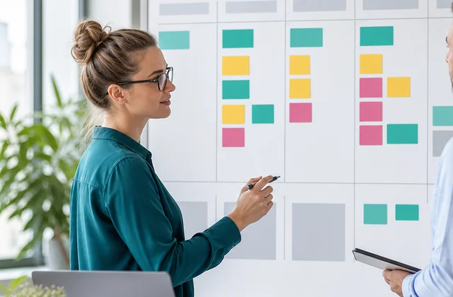 Praxisnahe Arbeitsszene für Projektstatus-Reporter