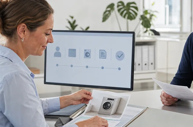 Praxisnahe Arbeitsszene für Reklamationsassistent