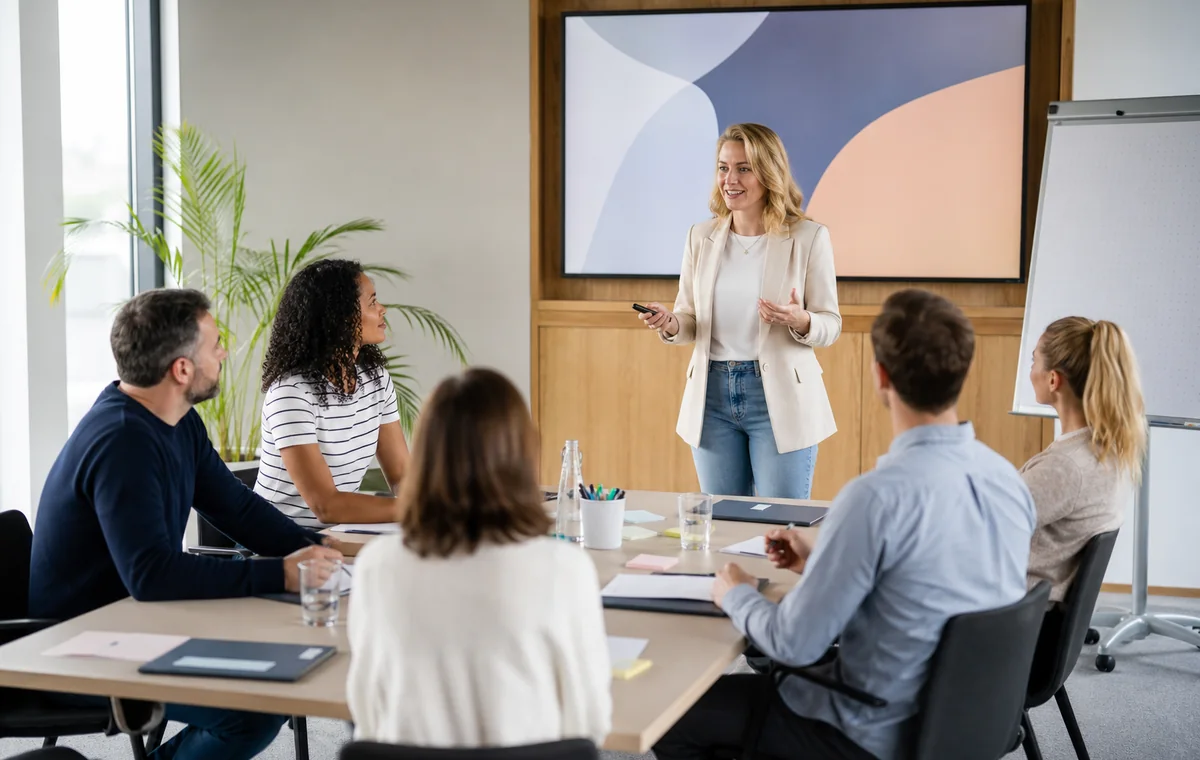 Workshop-Vorbereitung mit Teilnehmerliste, Präsentationsunterlagen und Feedbacknotizen